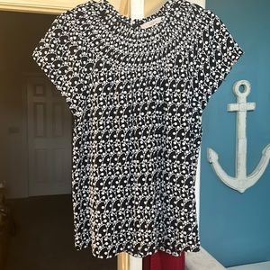 LOFT black & white eyelet top